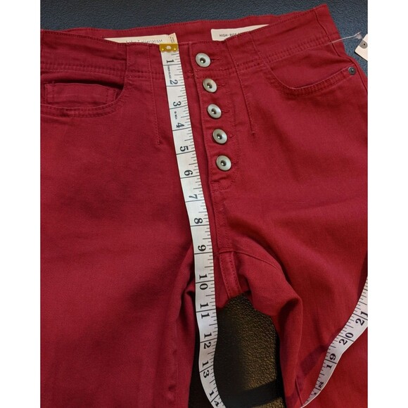 Anthropologie Pilcro and the Letterpress Jean Red Skinny Button Fly Mid Rise 24 - Picture 6 of 13
